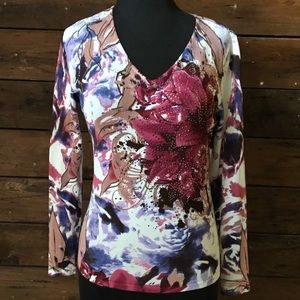 2 FOR $9 Peck & Peck Knitted Rhinestone Top